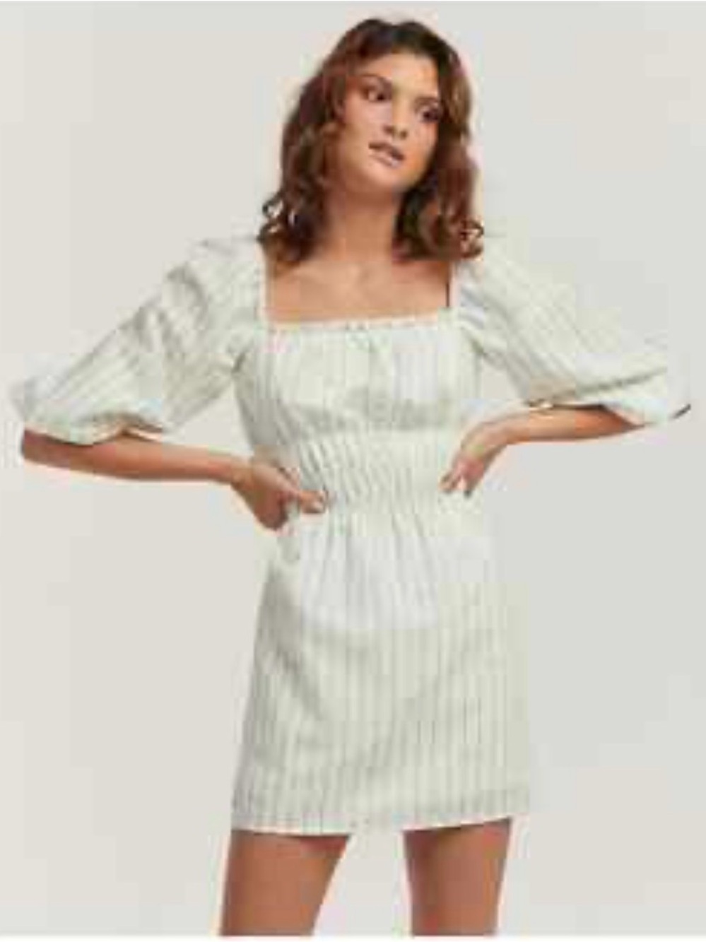 Charlie Holiday Mint and White Striped Smocked Dress